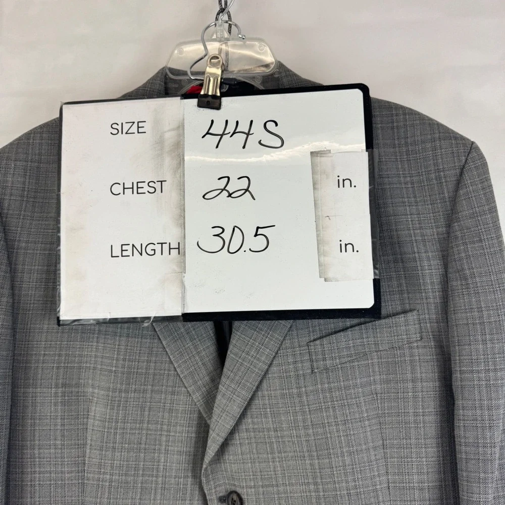 Lauren Ralph Lauren Made in‎ Italy Gray Plaid Silk Wool Sport Coat Blazer 44S